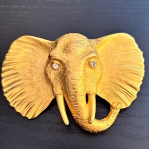 Vintage Doreen Ryan Gold Elephant Pendant Brooch